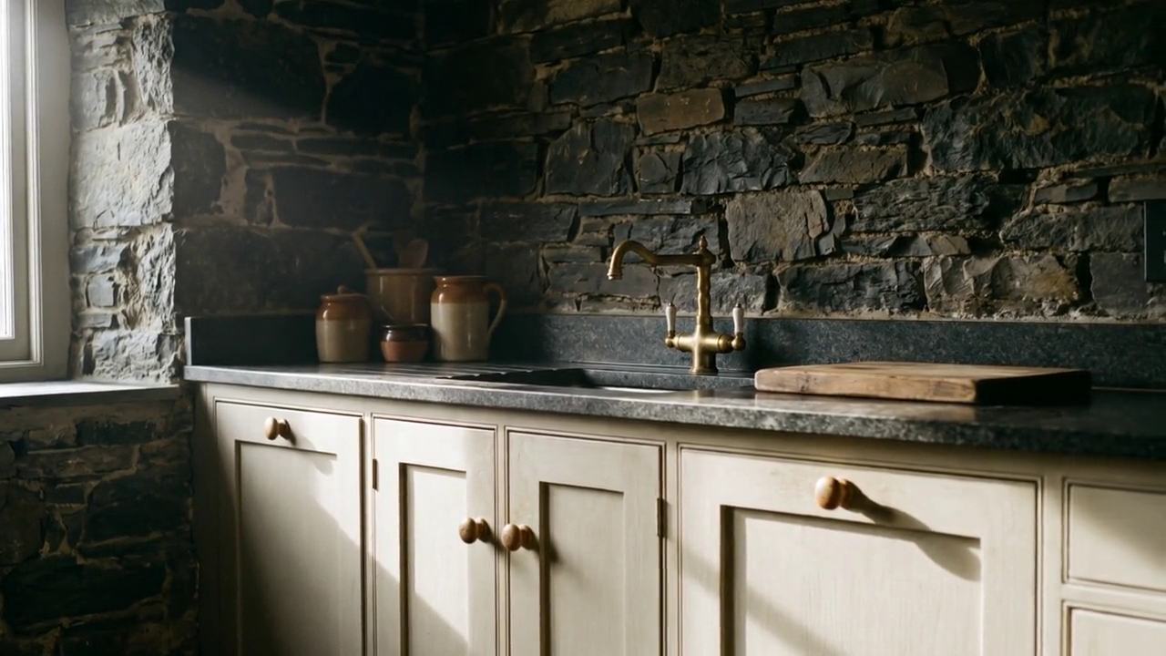 Granite worktop and painted cabinets fitted by kitchen fitters in Ulverston